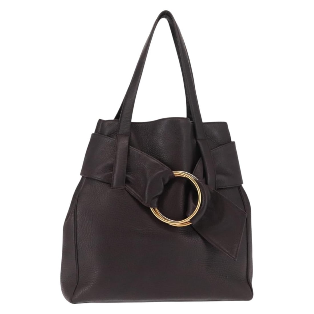 CARTIER Trinity Tote Bag Leather Brown Gold Authentic: CARTIER Trinity Tote Bag Leather Brown Gold Authentic This exquisite CARTIER Trinity Tote Bag showcases a sophisticated design in a rich brown leather complemented by gold accents. With an approximate