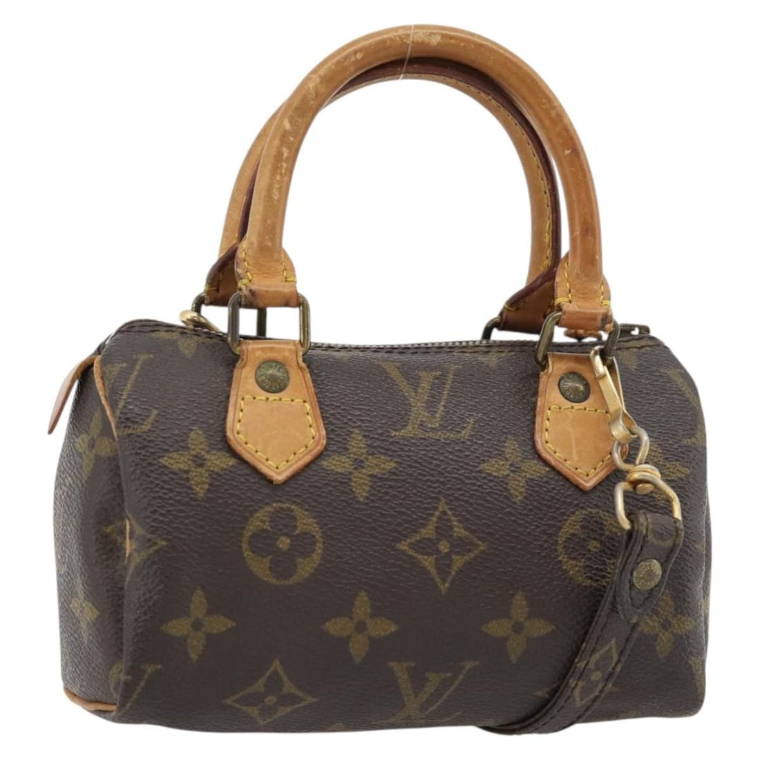 Louis Vuitton M41534 Mini Speedy Monogram Canvas Handbag with Strap: Louis Vuitton M41534 Mini Speedy Monogram Canvas Handbag with Strap Louis Vuitton Monogram Mini Speedy Hand Bag in Monogram Canvas, made in France. It comes with a shoulder strap and is identified by 