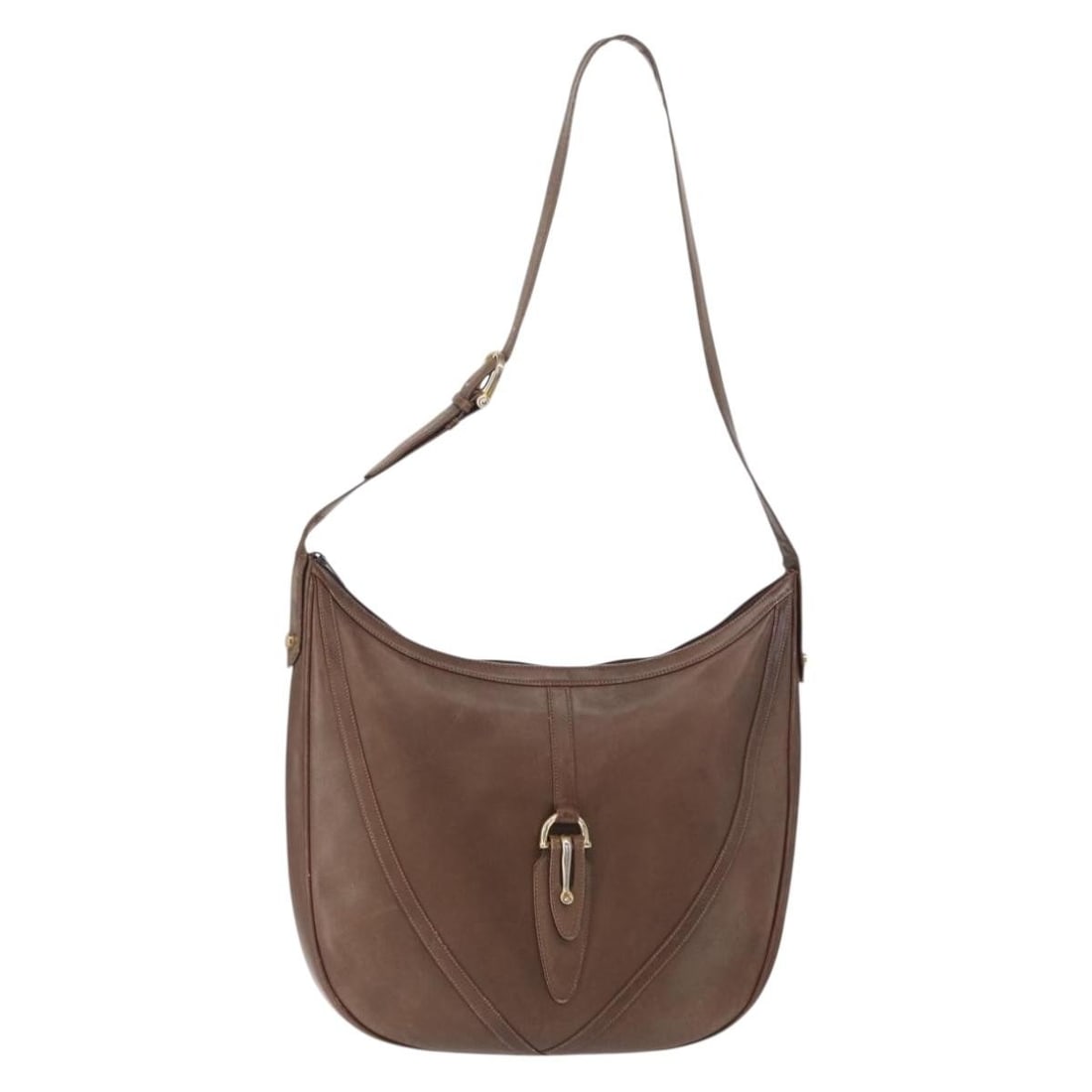 GUCCI Brown Leather Shoulder Bag with Gold Accents Authentic: GUCCI Brown Leather Shoulder Bag with Gold Accents Authentic This authentic GUCCI shoulder bag is a stylish accessory crafted from high-quality leather in a rich brown and gold color combination. Desi
