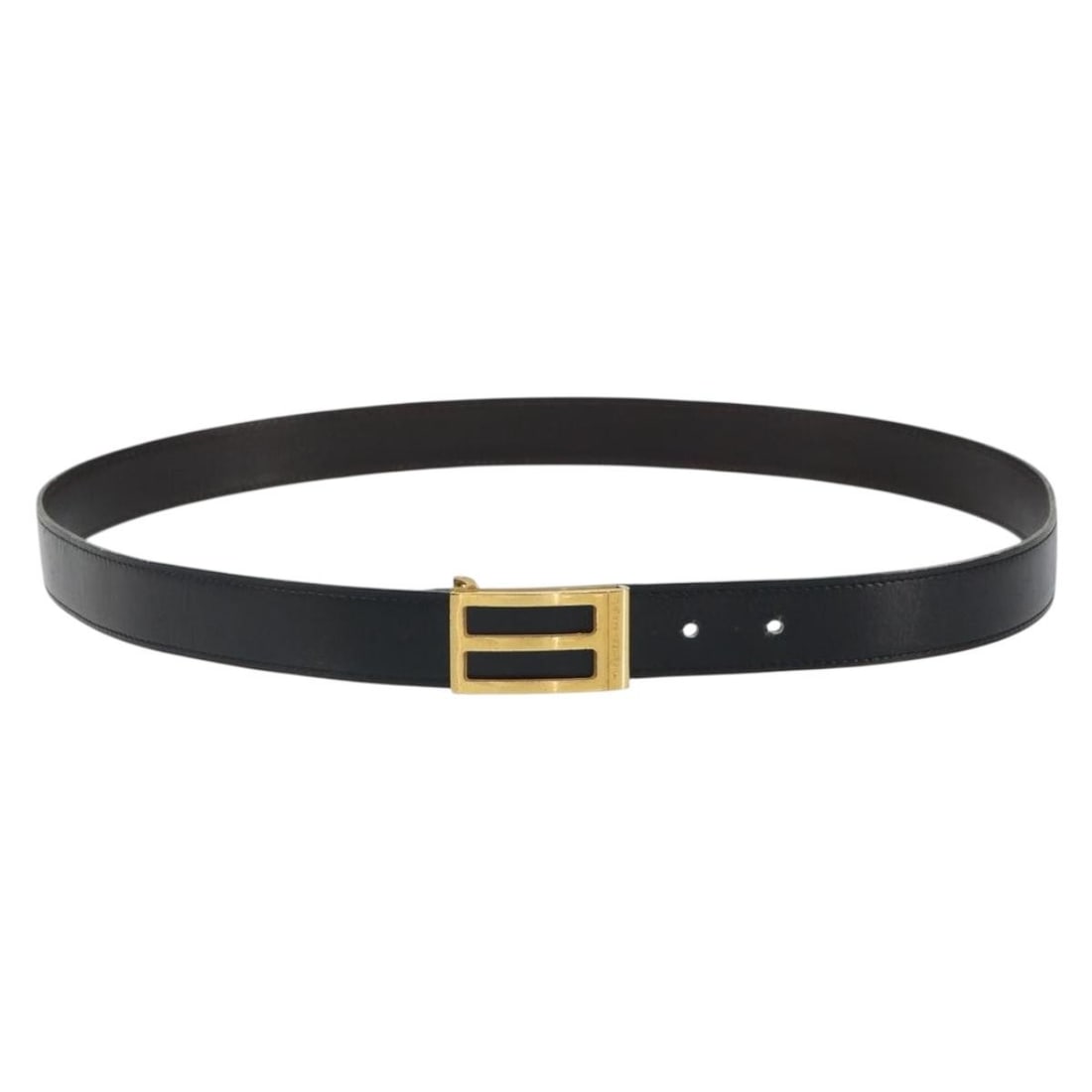 HERMES Black Leather Belt 44.5in Gold Tone Womens France: HERMES Black Leather Belt 44.5in Gold Tone Womens France Authentic Hermes women's leather belt in black with gold-tone detailing. Made in France, this belt shows heavy signs of use, including surface 