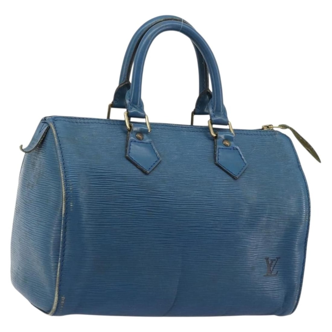 Louis Vuitton M43015 Speedy 25 Epi Leather Handbag Toledo Blue: Louis Vuitton M43015 Speedy 25 Epi Leather Handbag Toledo Blue Louis Vuitton Speedy 25 hand bag in Epi leather and Toledo Blue, made in France. This women's bag measures approximately 27 cm W x 19 cm 