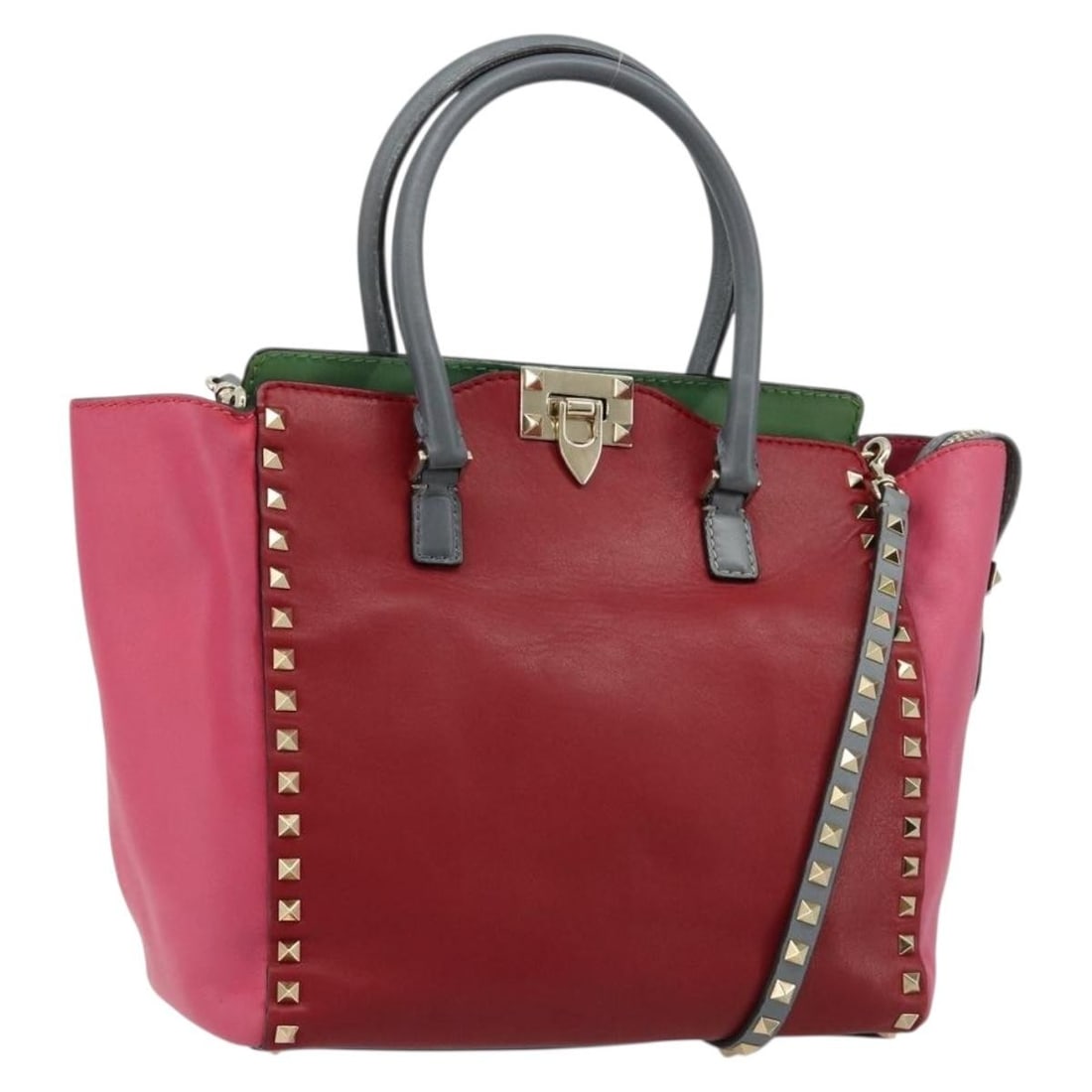 Valentino Leather 2way Tote Bag Red with Shoulder Strap: Valentino Leather 2way Tote Bag Red with Shoulder Strap Valentino 2way tote bag in red with gold-tone details, crafted from leather. It comes with a shoulder strap and was made in Italy. The bag shows