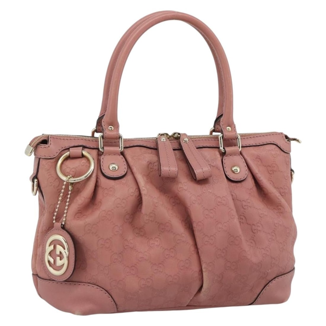 Gucci Sukey Guccissima Leather Handbag Pink Gold 247902: Gucci Sukey Guccissima Leather Handbag Pink Gold 247902 GUCCI Guccissima GG Sukey hand bag in pink and gold leather, made in Italy. The bag measures approximately W34 x H24 x D17 cm with a handle drop