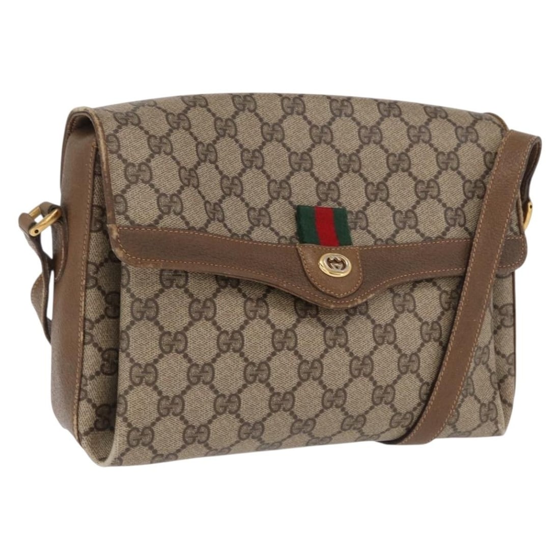 Gucci GG Supreme Sherry Web Shoulder Bag Beige Gold PVC 904 02 084: Gucci GG Supreme Sherry Web Shoulder Bag Beige Gold PVC 904 02 084 This is a Gucci GG Supreme Web Sherry Line shoulder bag crafted from beige and gold PVC leather with GG canvas accents. The bag featu
