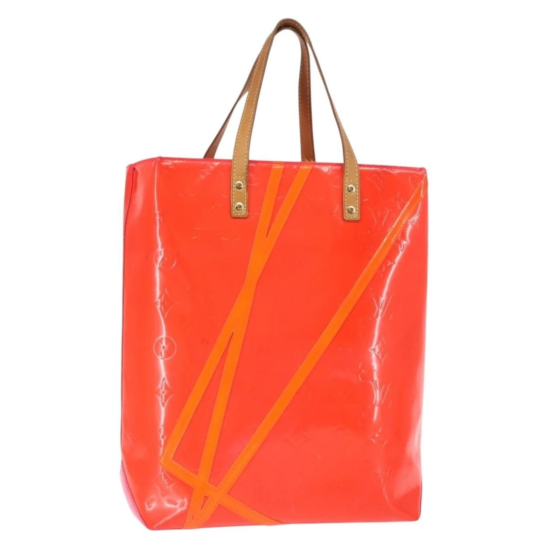 Louis Vuitton Reade MM M91900 Pink Monogram Vernis Patent Leather Handbag: Louis Vuitton Reade MM M91900 Pink Monogram Vernis Patent Leather Handbag This Louis Vuitton Monogram Vernis Fluo Reade MM handbag is presented in pink patent leather and made in France. It is a heavi
