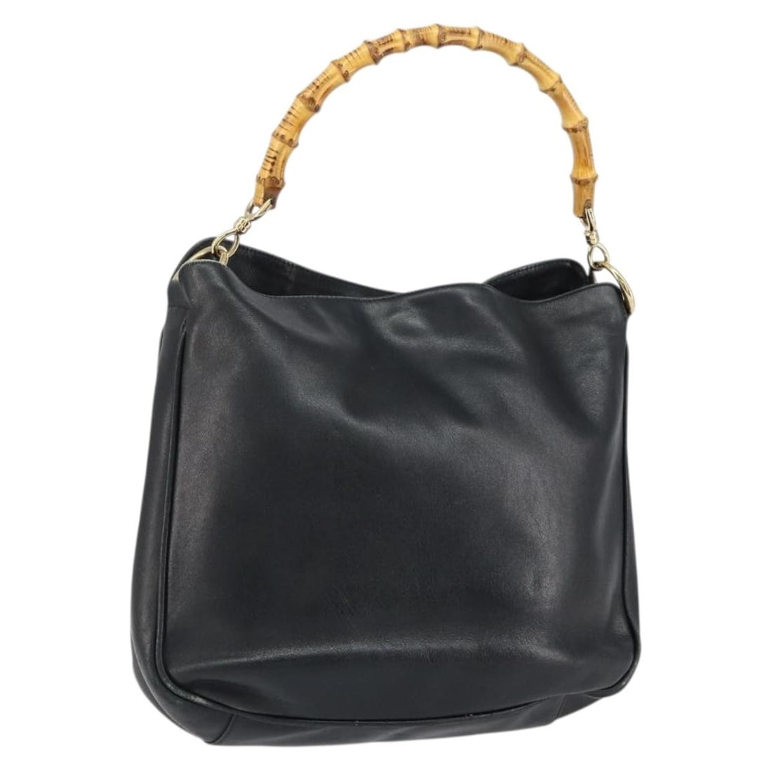 GUCCI Bamboo Hand Bag Leather Black Gold 001 2123 1638 Auth Italy: GUCCI Bamboo Hand Bag Leather Black Gold 001 2123 1638 Auth Italy Introducing the iconic GUCCI Bamboo Hand Bag, a luxurious and stylish accessory crafted in Italy. This exquisite bag features a sophis