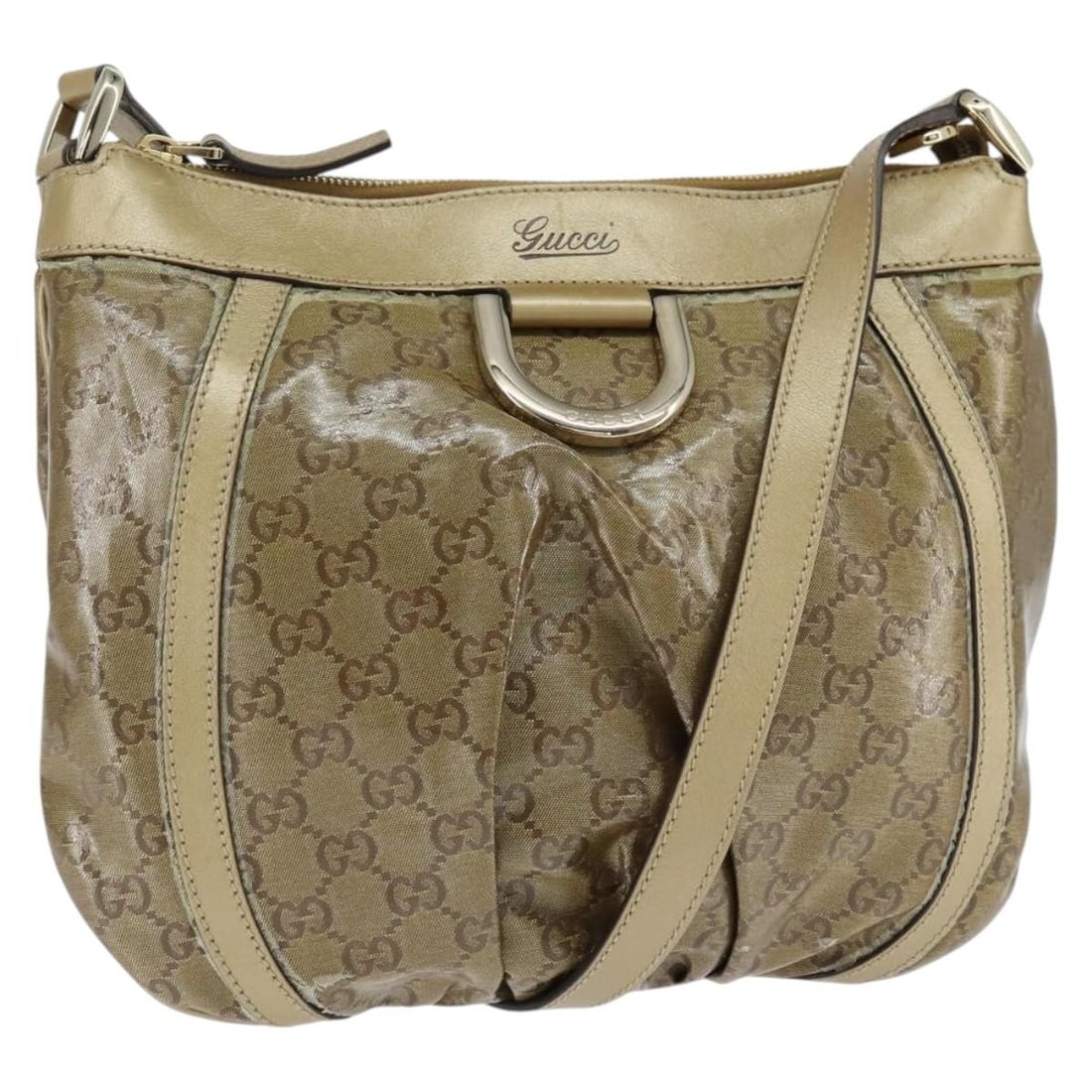 GUCCI GG Crystal Gold Shoulder Bag 203257 Auth Italy: GUCCI GG Crystal Gold Shoulder Bag 203257 Auth Italy Elevate your accessory collection with this authentically pre-owned Gucci GG Crystal Shoulder Bag, crafted in Italy. This stylish shoulder bag feat