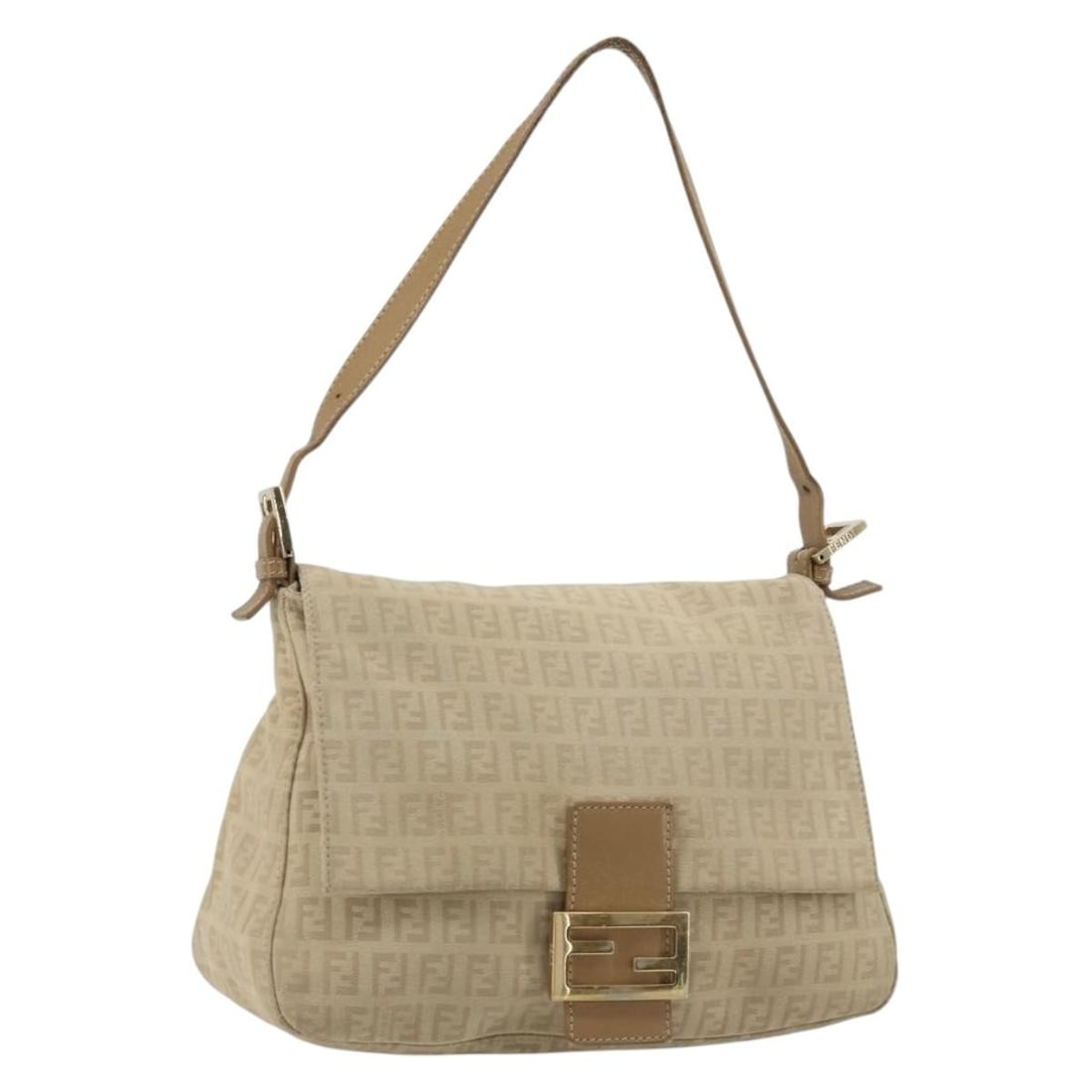 FENDI Mamma Baguette Beige Gold Zucchino Canvas Handbag (1 of 18)
