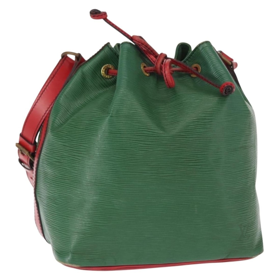 Louis Vuitton Petit Noe Bicolor Epi Leather Green Red Shoulder Bag M44147: Louis Vuitton Petit Noe Bicolor Epi Leather Green Red Shoulder Bag M44147 This Louis Vuitton Petit Noe shoulder bag features Epi leather in a striking bicolor green and red design. The bag is crafted 