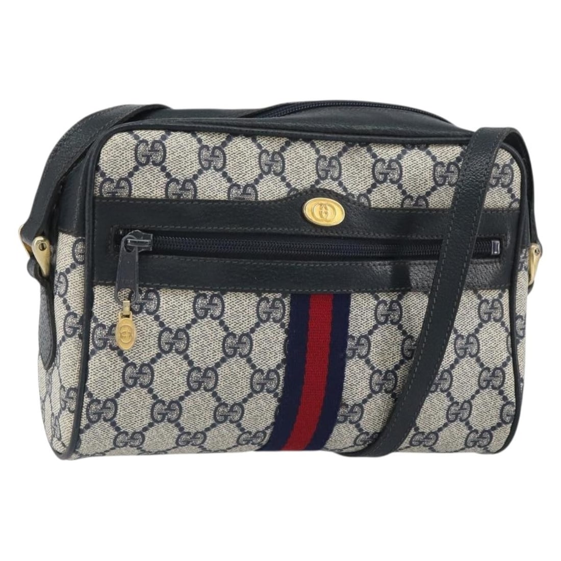 Gucci Sherry Line GG Supreme PVC Shoulder Bag Red Navy: Gucci Sherry Line GG Supreme PVC Shoulder Bag Red Navy Gucci GG Supreme Sherry Line shoulder bag in red and navy PVC leather/GG canvas, made in Italy. The bag measures approximately W22 x H15 x D6 cm,