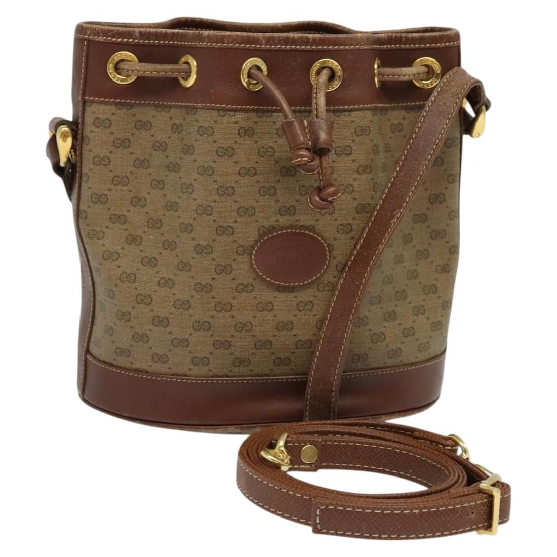 Beige Gold Micro GG Supreme Shoulder Bag by Gucci PVC Leather Italy: Beige Gold Micro GG Supreme Shoulder Bag by Gucci PVC Leather Italy This Gucci Micro GG Supreme shoulder bag features beige and gold PVC leather with Micro GG canvas detailing. Designed for women, the
