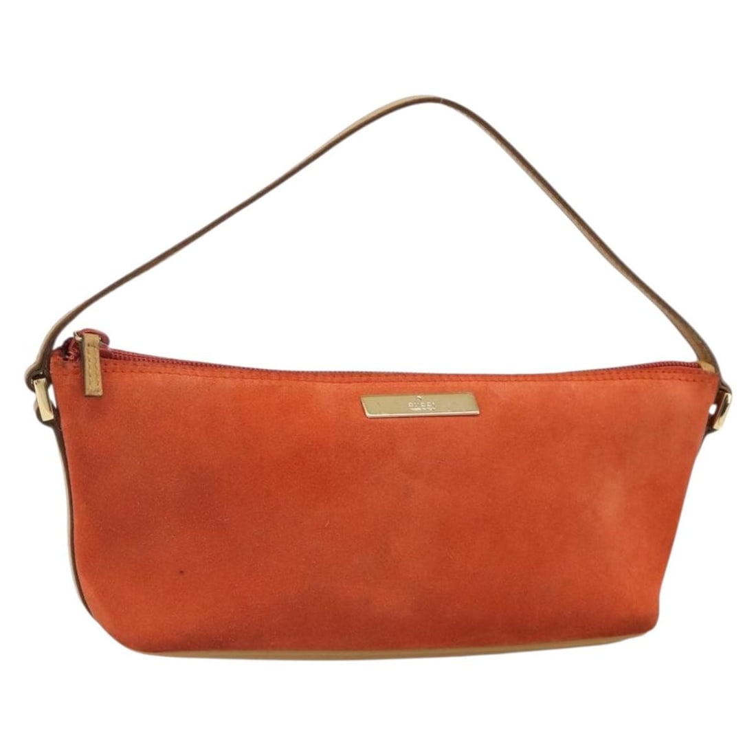 Gucci 039 1103 Suede Hand Bag Orange Gold Italy: Gucci 039 1103 Suede Hand Bag Orange Gold Italy GUCCI women's hand bag in suede with an orange and gold color scheme. Made in Italy, this bag features a compact silhouette with a handle drop of approx