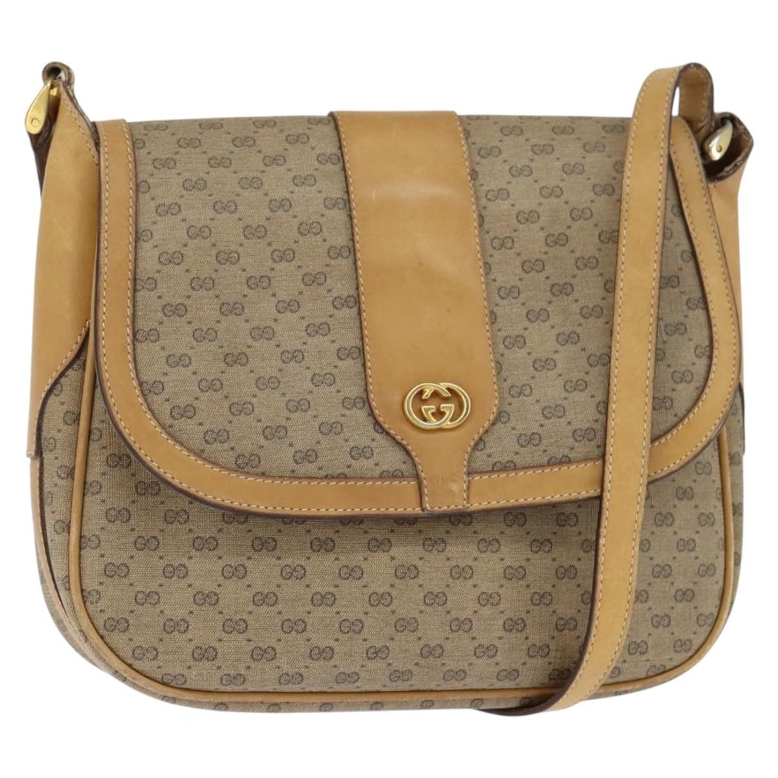 GUCCI Micro GG Supreme Beige Gold PVC Shoulder Bag Auth 150726: GUCCI Micro GG Supreme Beige Gold PVC Shoulder Bag Auth 150726 This GUCCI Micro GG Supreme Shoulder Bag is a stylish accessory crafted from PVC leather and micro small GG canvas in a sophisticated bei