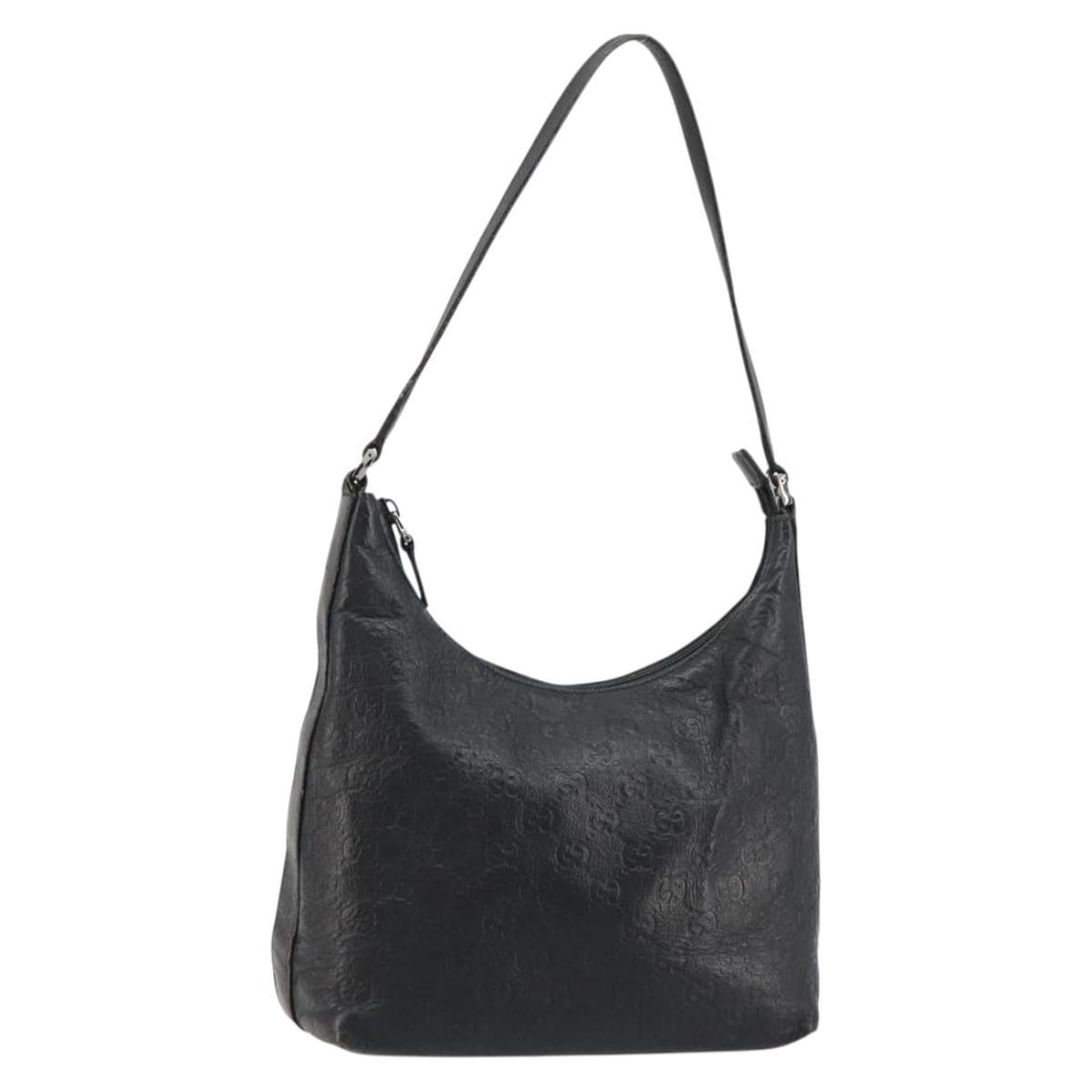 Gucci 257282 Guccissima GG Canvas Leather Shoulder Bag Black Silver: Gucci 257282 Guccissima GG Canvas Leather Shoulder Bag Black Silver A Gucci shoulder bag in black and silver with a GG Canvas and leather construction. It is made in Italy and has a shoulder bag style