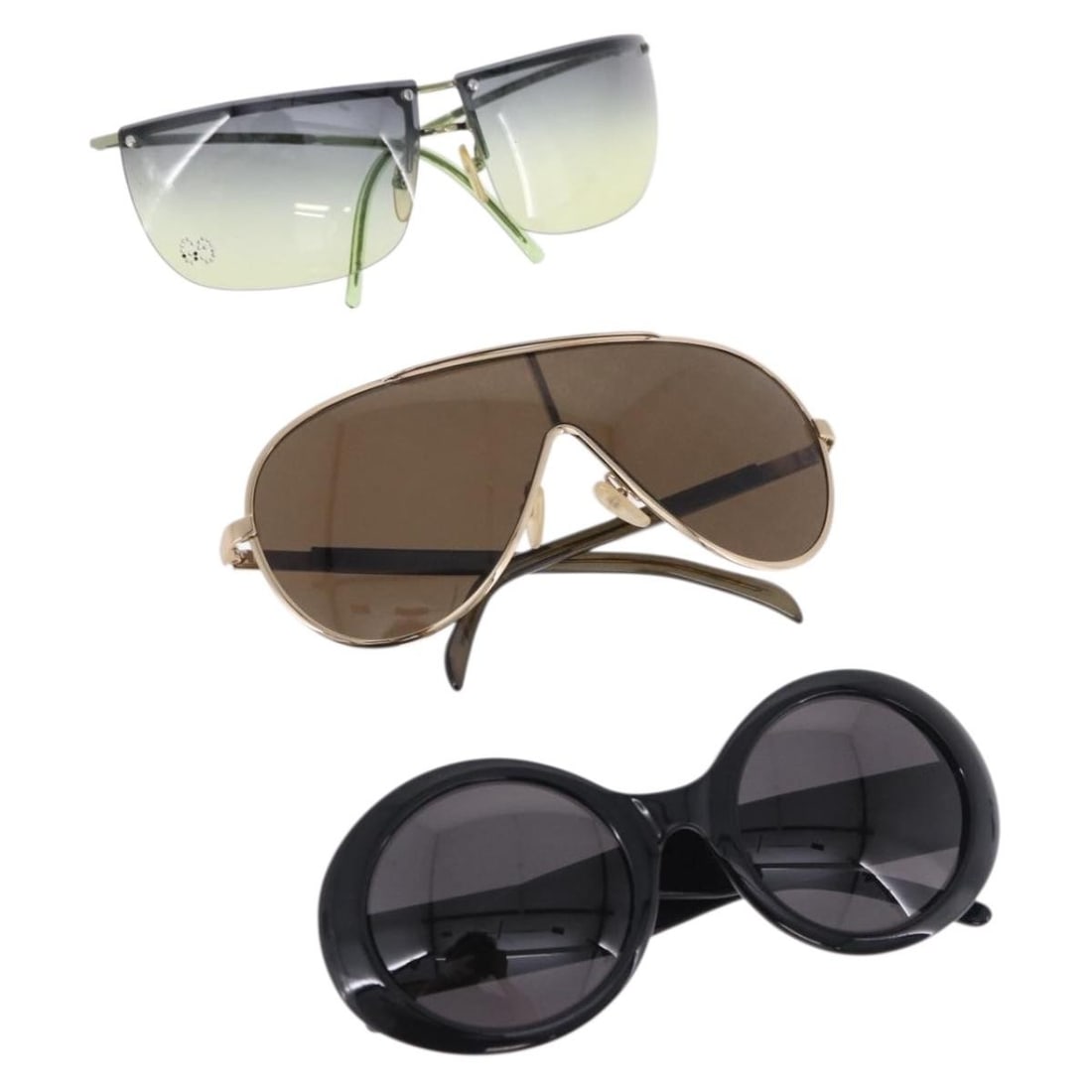 Gucci Womens Metal Sunglasses Set of 3 Black Gold Green with Case: Gucci Womens Metal Sunglasses Set of 3 Black Gold Green with Case Gucci sunglasses in black, gold, and green with a metal construction. Designed for women and made in Italy, this item includes a sungl