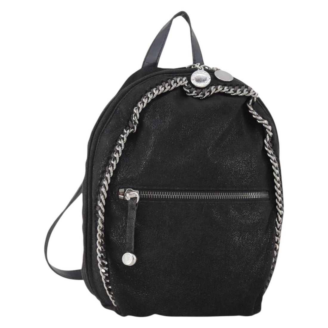 Stella MacCartney Falabella Black Suede Women's Backpack Silver Detail Italy: Stella MacCartney Falabella Black Suede Women's Backpack Silver Detail Italy This Stella McCartney Falabella backpack is crafted from black suede with silver-tone detailing. Designed for women, it fea