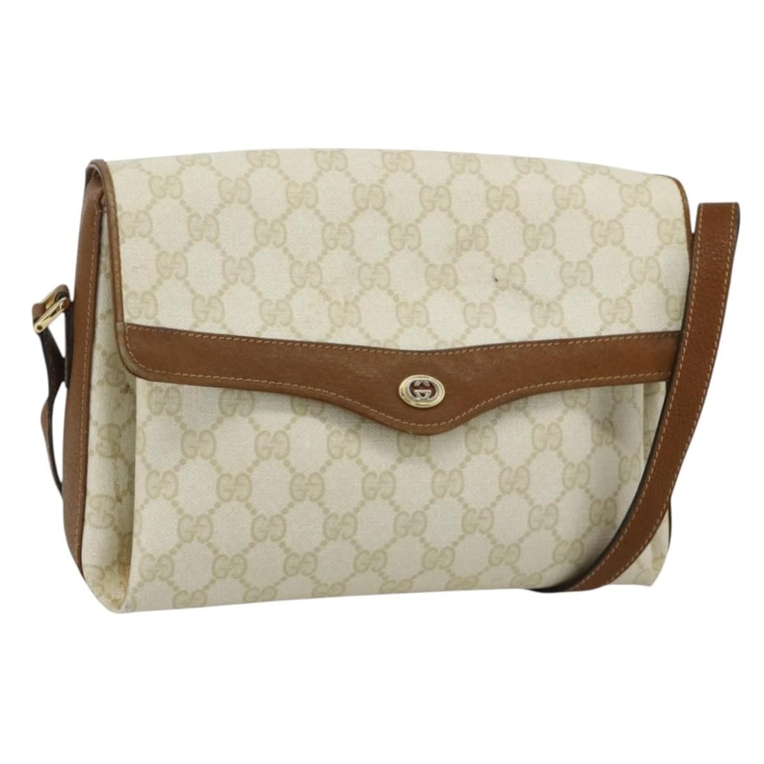 Gucci 904 02 084 GG Supreme PVC Leather Shoulder Bag White Gold: Gucci 904 02 084 GG Supreme PVC Leather Shoulder Bag White Gold Gucci GG Supreme shoulder bag in white and gold, made from PVC leather and GG canvas. It features a shoulder strap with an approximate d