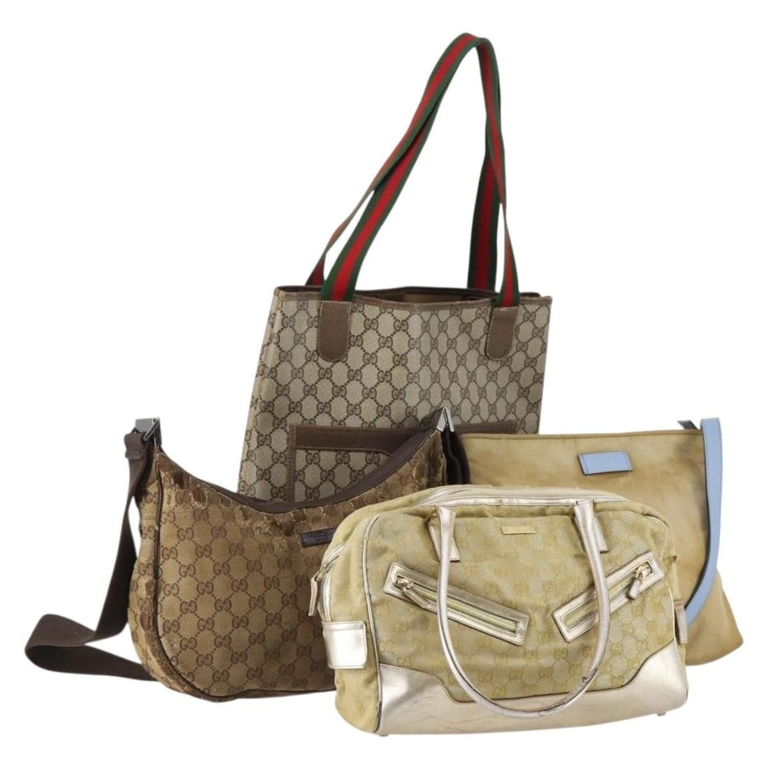 GUCCI Sherry Line GG Canvas PVC Shoulder Bag Beige Red Authentic: GUCCI Sherry Line GG Canvas PVC Shoulder Bag Beige Red Authentic This GUCCI GG Canvas Web Sherry Line Shoulder Bag is a stylish accessory crafted from durable PVC leather, featuring a chic combination
