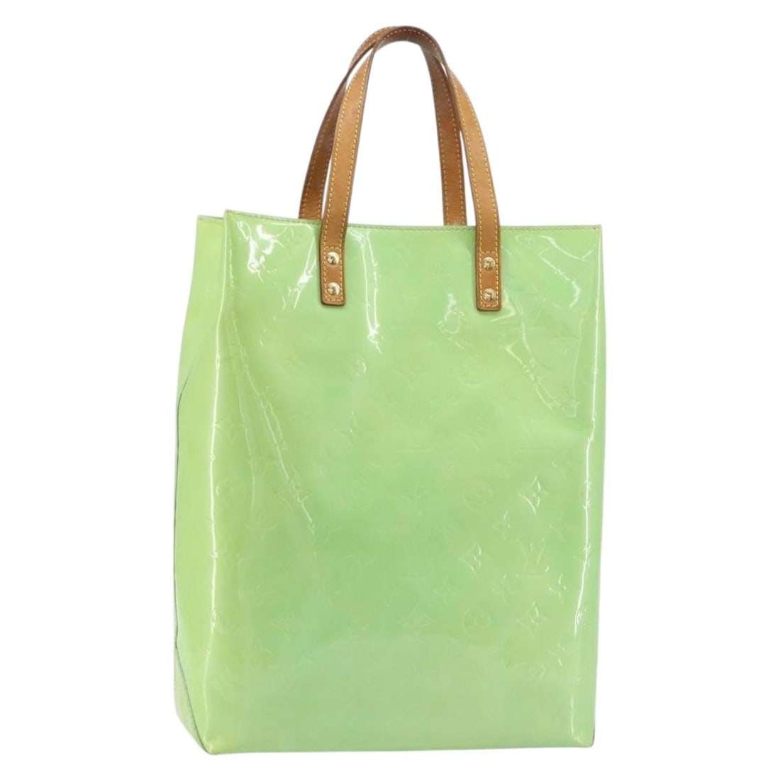 Louis Vuitton Reade MM Peppermint Patent Leather Handbag M91305: Louis Vuitton Reade MM Peppermint Patent Leather Handbag M91305 This Louis Vuitton Monogram Vernis Reade MM handbag features a glossy peppermint patent leather exterior. The bag is made in France and 