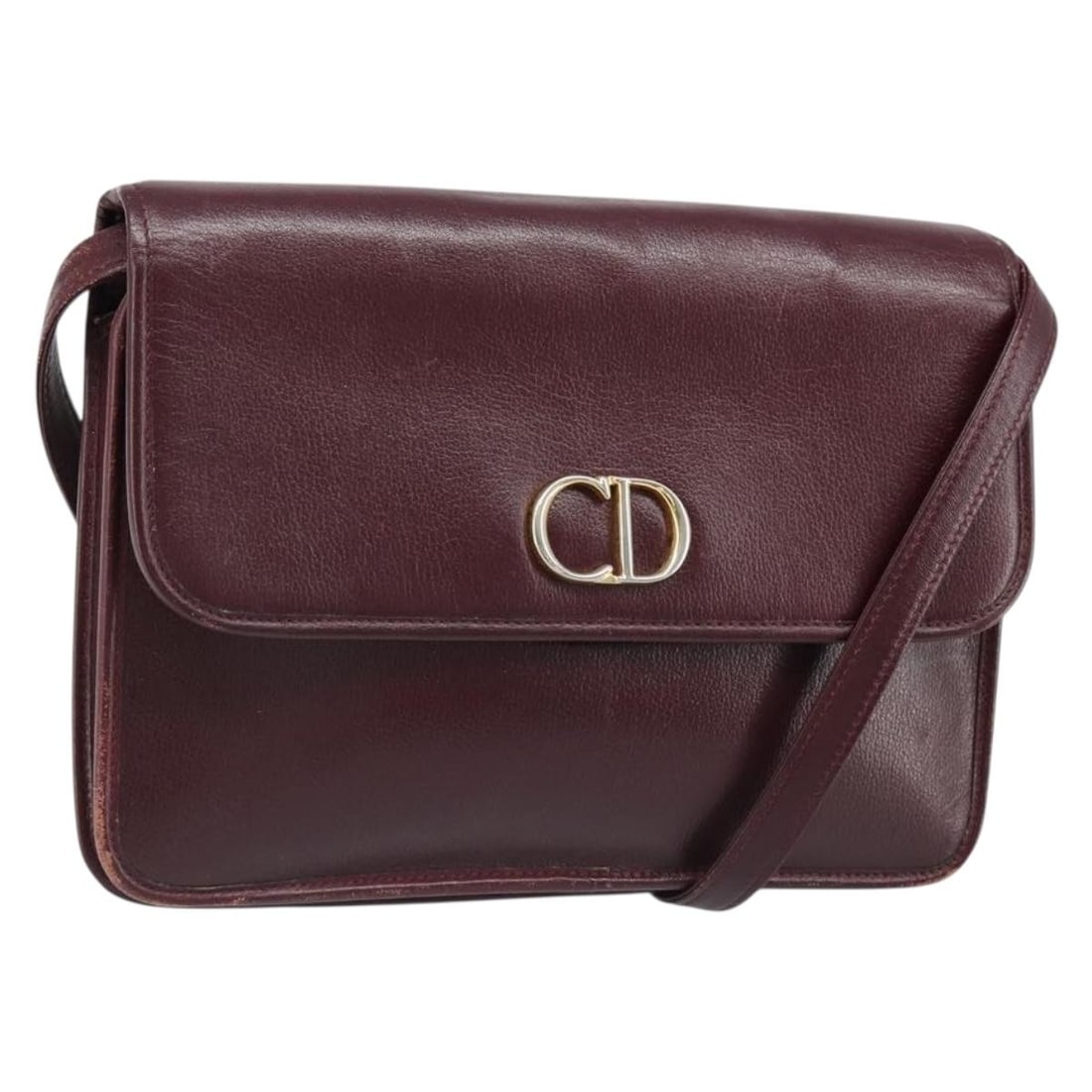 Leather Christian Dior Bordeaux Shoulder Bag Gold Tone: Leather Christian Dior Bordeaux Shoulder Bag Gold Tone Christian Dior shoulder bag in bordeaux and gold leather, made in France. This bag features a shoulder strap with an approximate 45 cm drop and m