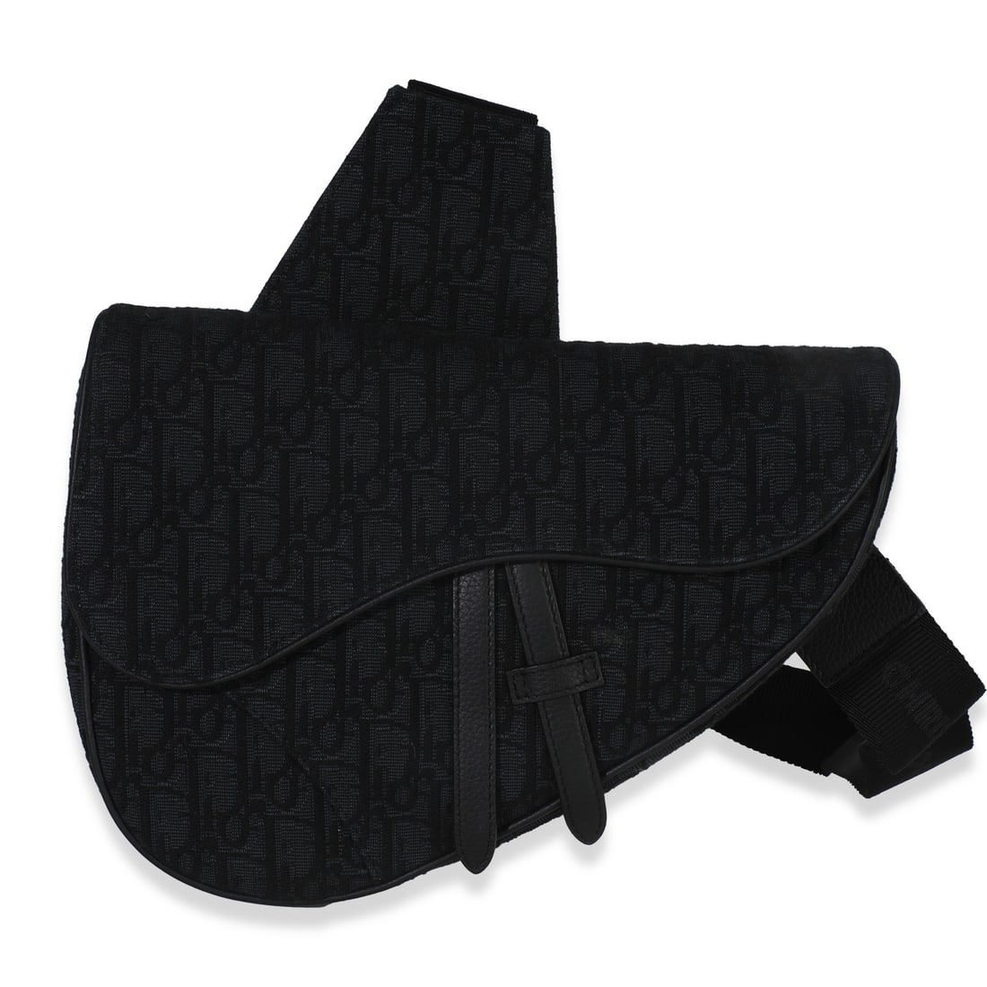 Christian Dior Saddle Crossbody Black Oblique Canvas Bag: Christian Dior Saddle Crossbody Black Oblique Canvas Bag This Christian Dior Black Oblique Jacquard Canvas Saddle Crossbody features the iconic Saddle silhouette crafted from black Oblique jacquard ca