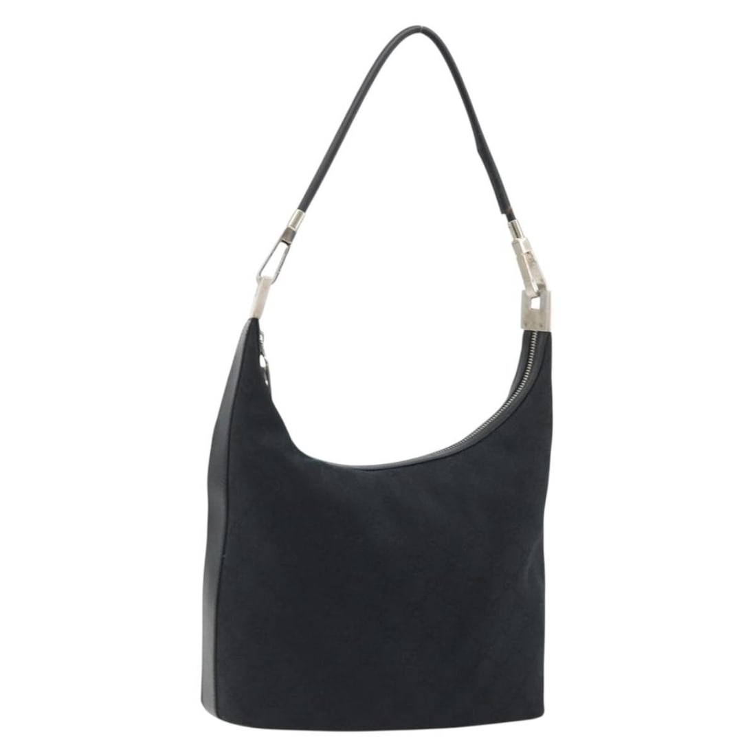 Gucci 001 3814 3754 GG Canvas Black Shoulder Bag Silver Tone (1 of 18)