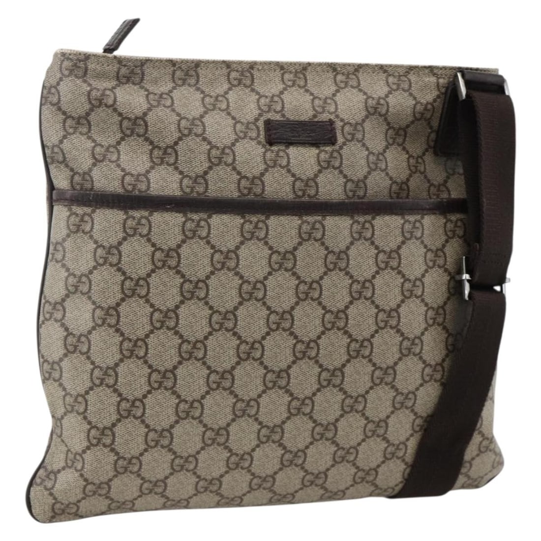 Gucci 141626 GG Supreme PVC Leather Shoulder Bag Beige Silver: Gucci 141626 GG Supreme PVC Leather Shoulder Bag Beige Silver Authentic Gucci GG Supreme shoulder bag in beige and silver with a PVC leather and GG canvas exterior. Made in Italy, this women's shoulde