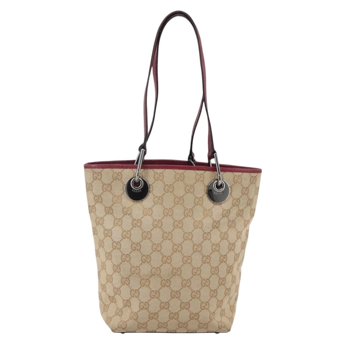 GUCCI GG Canvas Tote Bag Beige Silver 120840 Made in Italy: GUCCI GG Canvas Tote Bag Beige Silver 120840 Made in Italy This authentic Gucci GG Canvas Tote Bag showcases a stylish beige and silver color scheme. Crafted in Italy, it features a durable GG canvas 