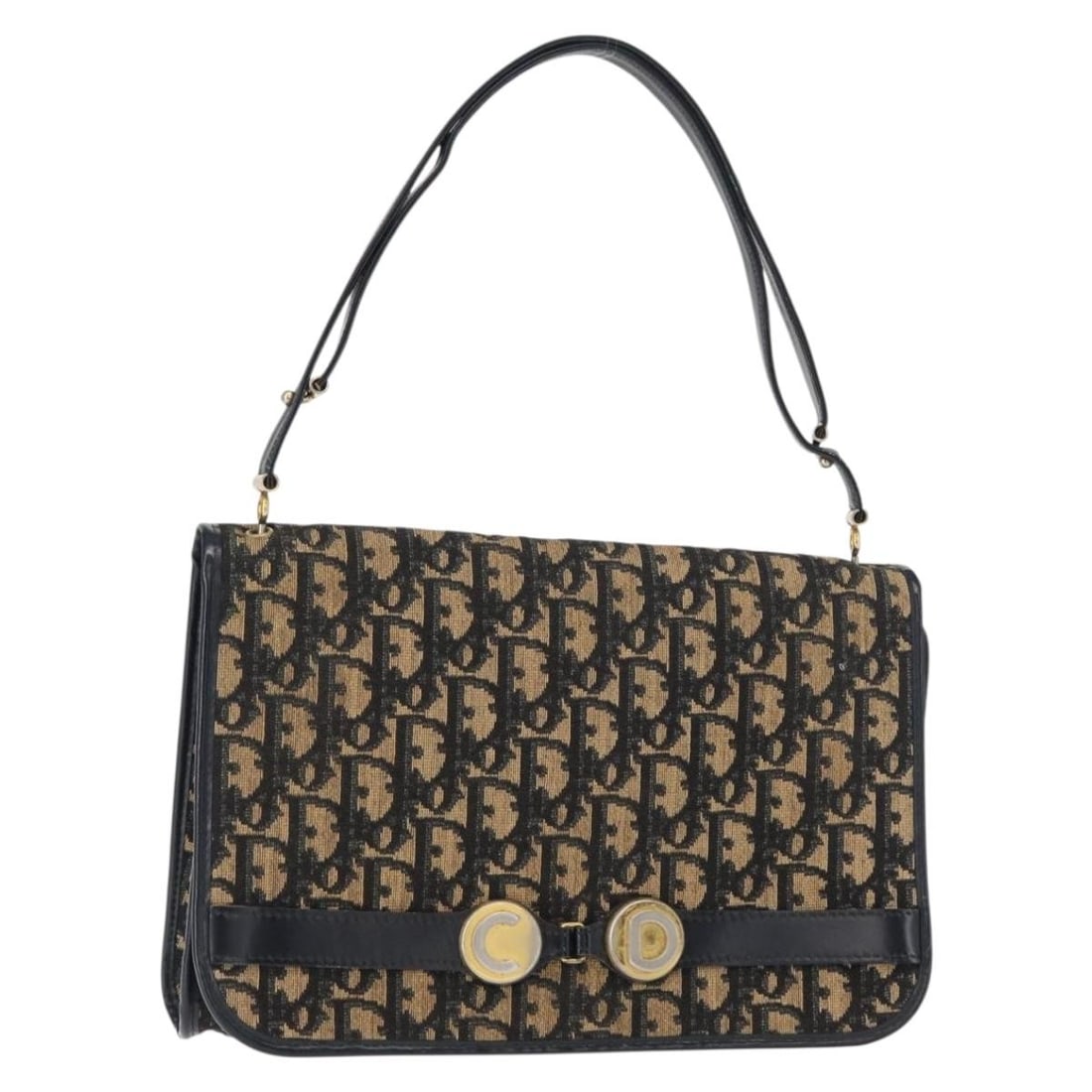 Christian Dior Trotter Canvas Shoulder Bag Navy Gold Authentic: Christian Dior Trotter Canvas Shoulder Bag Navy Gold Authentic This Christian Dior Trotter Canvas Shoulder Bag showcases a stylish blend of navy and gold colors, reflecting the luxury and craftsmanshi