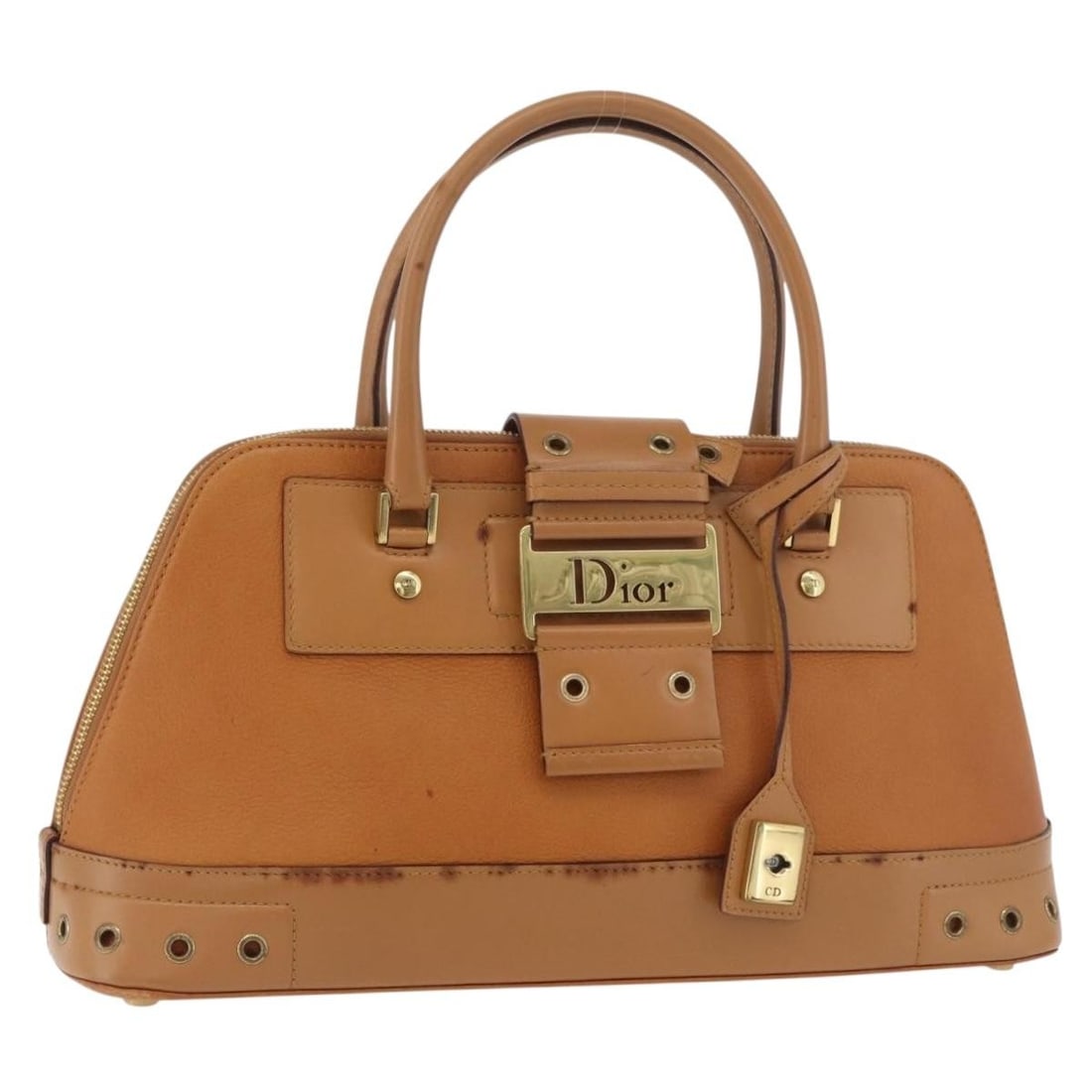 Christian Dior Brown Gold Leather Tote with Charm and Guarantee Card: Christian Dior Brown Gold Leather Tote with Charm and Guarantee Card This Christian Dior Street Chic handbag features a brown and gold leather exterior with gold-tone hardware. Designed for women, it 