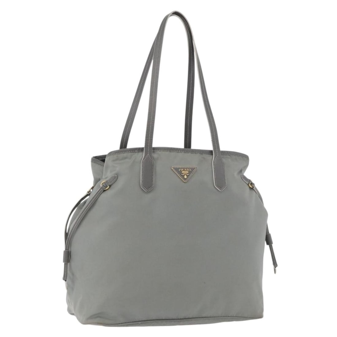 PRADA Gray Gold Nylon Womens Tote Bag Made in Italy: PRADA Gray Gold Nylon Womens Tote Bag Made in Italy Prada tote bag in gray nylon with gold-tone detailing. Made in Italy, this women's bag is offered without the original box or dust bag; only the ite