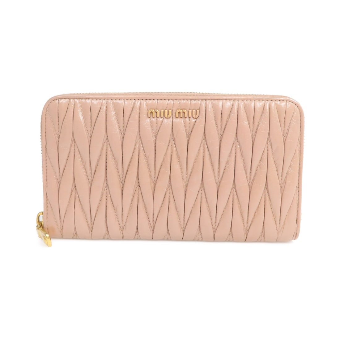Miu Miu 5ML506 Around Zip Long Wallet Beige Calfskin: Miu Miu 5ML506 Around Zip Long Wallet Beige Calfskin A Miu Miu long wallet in beige calfskin leather, designed in an around long wallet style for women. It is a regular-size wallet made in Italy and c