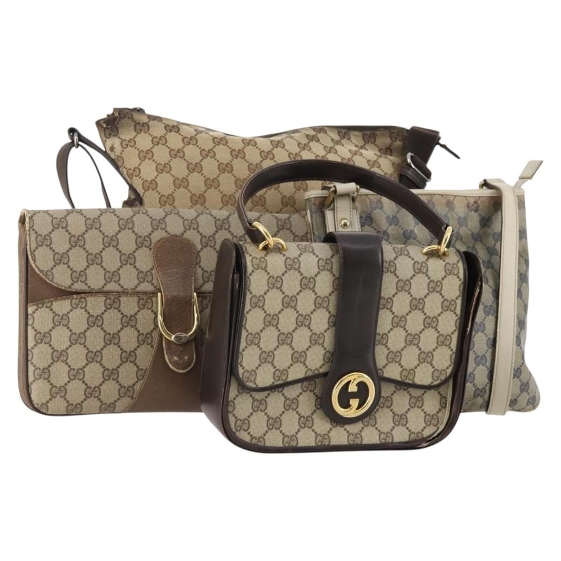 Gucci GG Supreme Crystal Canvas PVC Shoulder Bag 4 Piece Set Navy Beige: Gucci GG Supreme Crystal Canvas PVC Shoulder Bag 4 Piece Set Navy Beige Gucci GG Supreme GG Crystal GG Canvas bag in navy and beige, made in Italy. This shoulder bag is constructed from PVC leather an