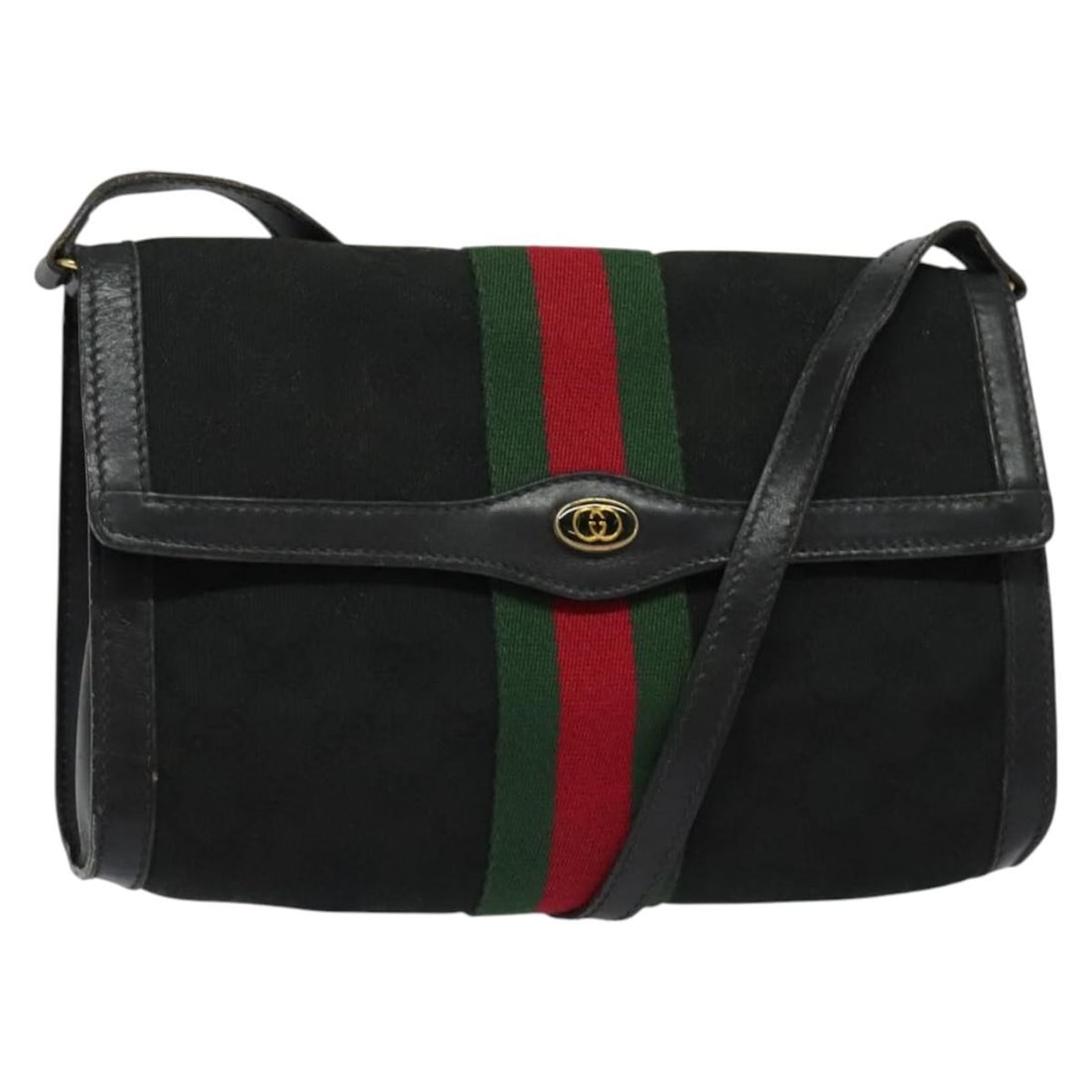Gucci Sherry Line GG Canvas Shoulder Bag Black Gold 37 04 3657: Gucci Sherry Line GG Canvas Shoulder Bag Black Gold 37 04 3657 A Gucci shoulder bag from the GG Canvas Web Sherry Line in black and gold. Made in Italy, it features GG canvas construction and a should
