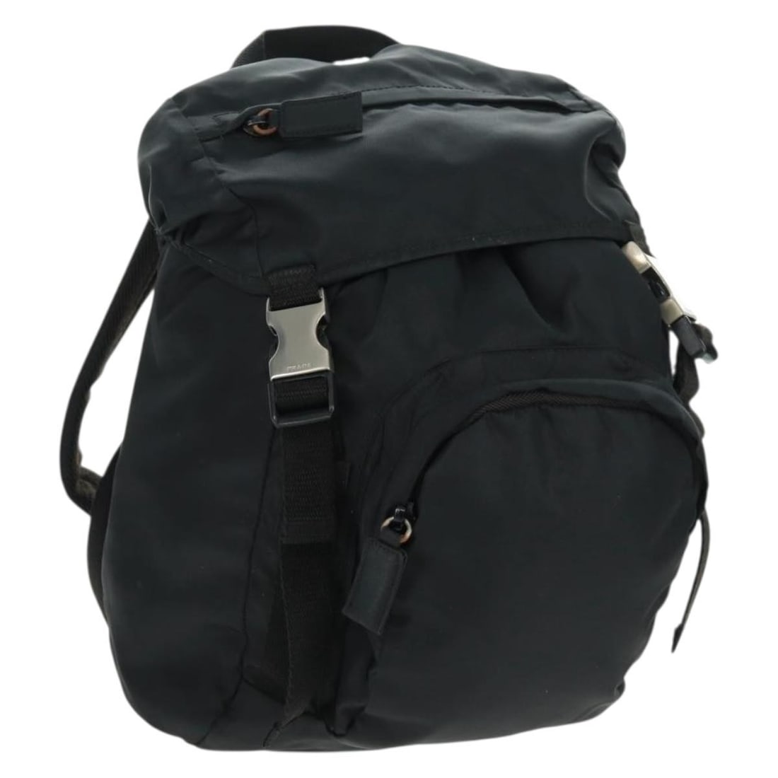 Prada Black Nylon Backpack with Silver Details Made in Italy: Prada Black Nylon Backpack with Silver Details Made in Italy This is a PRADA backpack crafted from black nylon with silver-tone accents. Made in Italy, it features a classic backpack style with an app