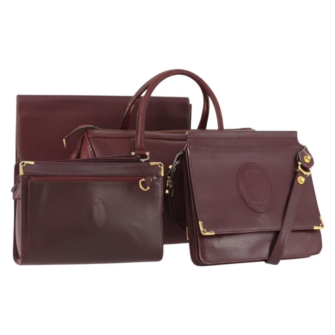 Cartier Bordeaux Leather Hand Bag Set of 4 (1 of 18)