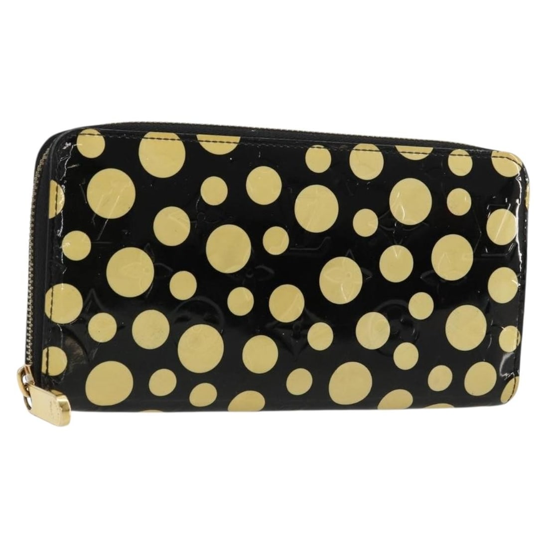 Louis Vuitton M91573 Zippy Wallet Vernis White Black Patent Leather: Louis Vuitton M91573 Zippy Wallet Vernis White Black Patent Leather Louis Vuitton Vernis Yayoi Kusama Zippy Wallet in white and black patent leather, made in Spain. This women's wallet measures approx