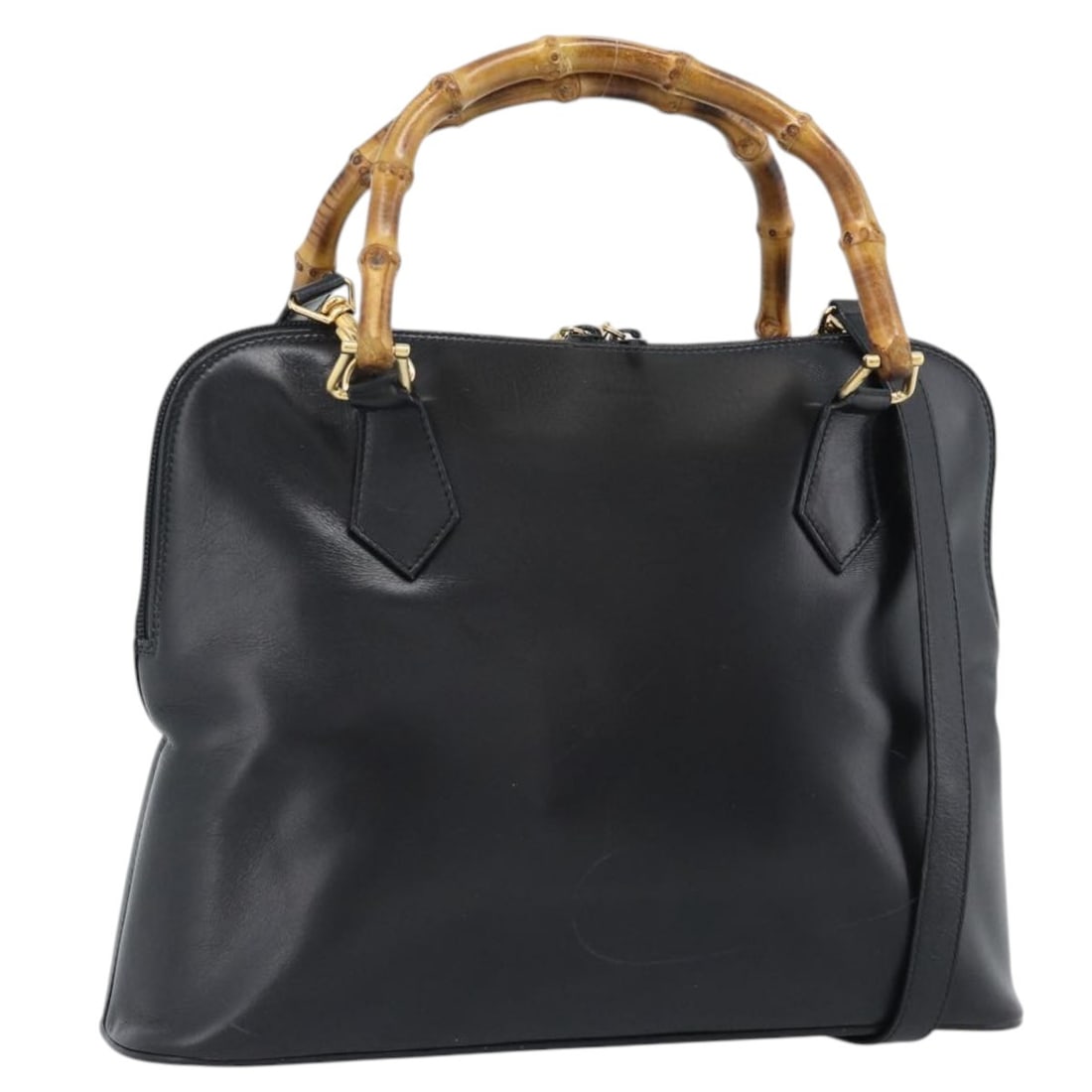 Gucci 000 3780 0289 Bamboo 2 Way Leather Handbag Black Gold: Gucci 000 3780 0289 Bamboo 2 Way Leather Handbag Black Gold Gucci bamboo 2-way handbag in black leather with gold-tone accents. Made in Italy, this women's bag includes a dust bag and shoulder strap. 