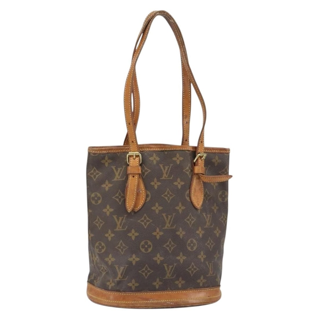 Louis Vuitton M42238 Bucket PM Monogram Canvas Shoulder Bag: Louis Vuitton M42238 Bucket PM Monogram Canvas Shoulder Bag Louis Vuitton Monogram Bucket PM shoulder bag in Monogram canvas, made in France. This women's shoulder bag includes only the item shown; it