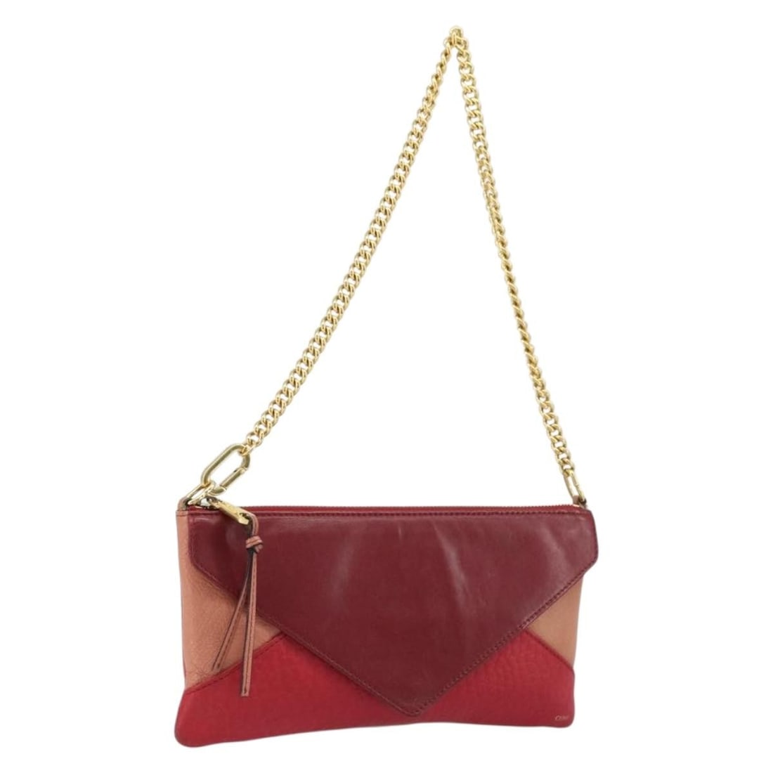 Chloe Red Leather Shoulder Bag Gold Accents Spain: Chloe Red Leather Shoulder Bag Gold Accents Spain This Chloe shoulder bag for women is crafted from leather in a red and gold color scheme. The bag features a shoulder strap with a drop of approximate