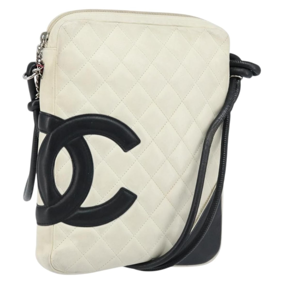 Chanel Cambon Line Lambskin CC Shoulder Bag White Black: Chanel Cambon Line Lambskin CC Shoulder Bag White Black CHANEL Cambon Line shoulder bag in white and black lamb skin, made in Italy. This pre-owned bag features a shoulder strap and the Cambon Line st