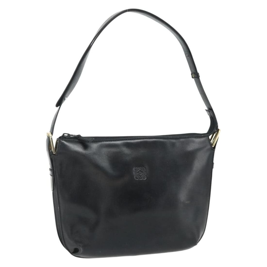 LOEWE Anagram leather shoulder bag black and gold: LOEWE Anagram leather shoulder bag black and gold LOEWE Anagram shoulder bag in black leather with gold-tone accents. This women's shoulder bag is made in Spain and comes only with the item shown in t