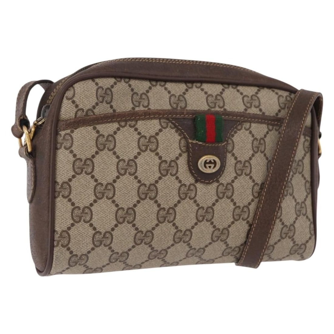 Gucci 116 02 089 GG Supreme PVC Shoulder Bag Beige Gold: Gucci 116 02 089 GG Supreme PVC Shoulder Bag Beige Gold This Gucci GG Supreme Web Sherry Line shoulder bag is crafted in beige PVC leather and GG canvas with gold-tone accents. It measures approximate