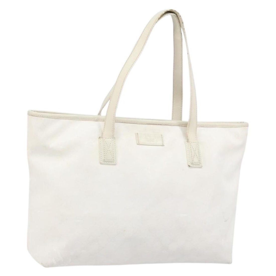 Gucci White Silver GG Canvas PVC Tote Bag 211137 for Women: Gucci White Silver GG Canvas PVC Tote Bag 211137 for Women This Gucci GG Implementation tote bag features a white and silver exterior crafted from PVC leather and GG canvas. Designed for women, the ba