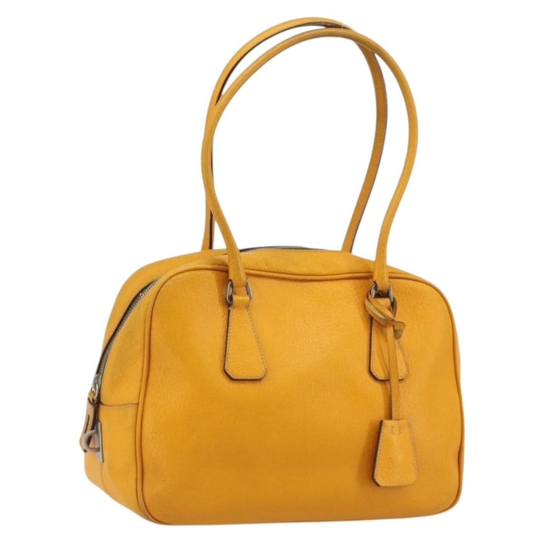 Prada Yellow Leather Handbag with Silver Tone Hardware and Keys (1 of 18)