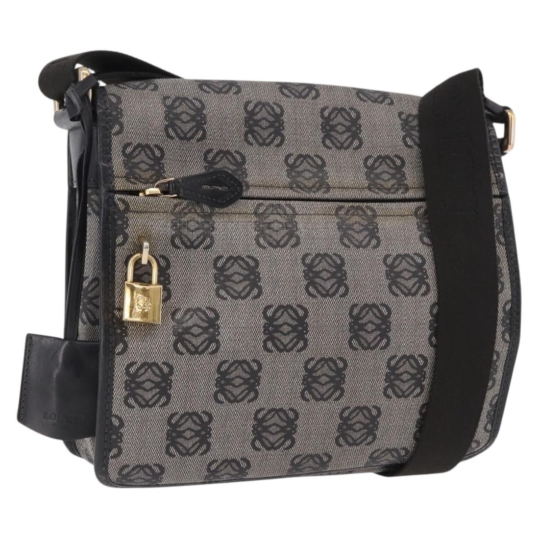 LOEWE Anagram PVC Leather Shoulder Bag Gray with Padlock Keys (1 of 18)