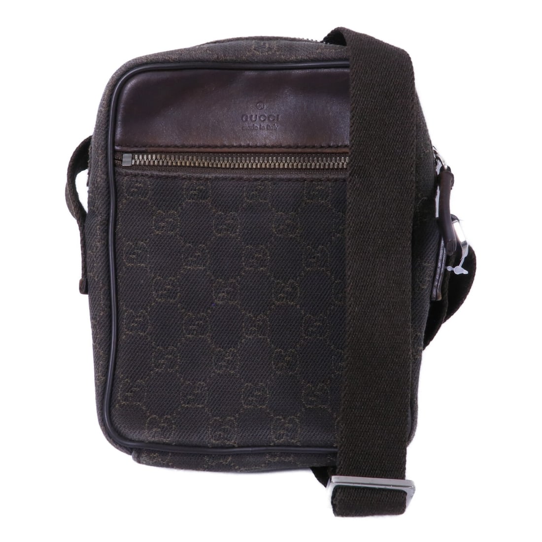 Gucci 101680 GG Canvas Shoulder Bag Brown SHW: Gucci 101680 GG Canvas Shoulder Bag Brown SHW Gucci GG SHW Shoulder Bag in brown GG canvas, model 101680. This shoulder bag features a brown-on-brown color scheme, a zip pocket, an open interior pocke