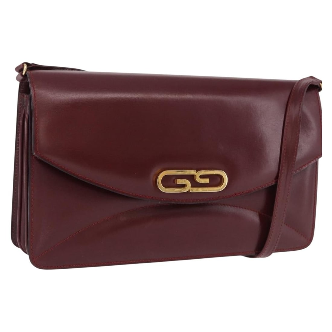Gucci 191903 Bordeaux Leather Shoulder Bag Gold Tone: Gucci 191903 Bordeaux Leather Shoulder Bag Gold Tone Gucci shoulder bag in leather with a bordeaux and gold color scheme. Made in Italy, this bag features a shoulder strap with an approximate 35 cm dr