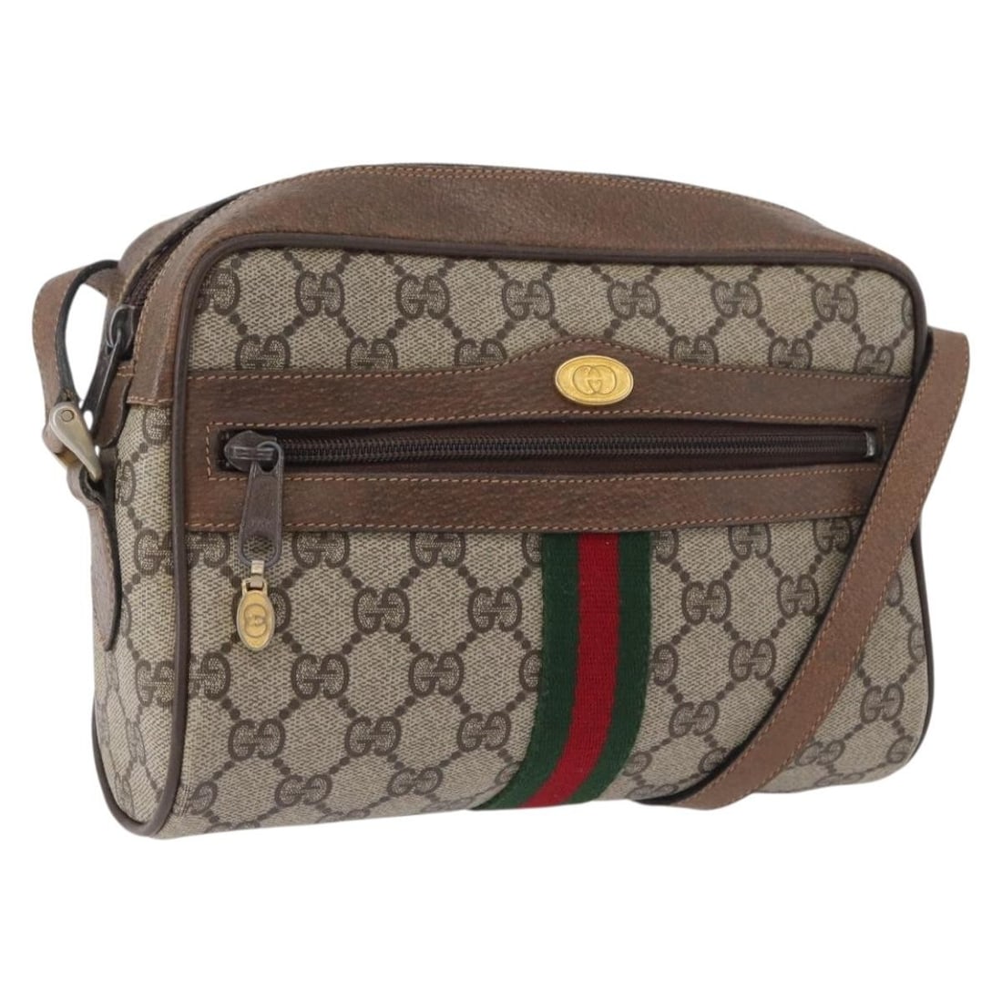 GUCCI 72 001 3654 GG Supreme Sherry Web Shoulder Bag Beige Gold: GUCCI 72 001 3654 GG Supreme Sherry Web Shoulder Bag Beige Gold Gucci GG Supreme Web Sherry Line shoulder bag in beige and gold, made in Italy. The bag is crafted from PVC leather and GG canvas, and m