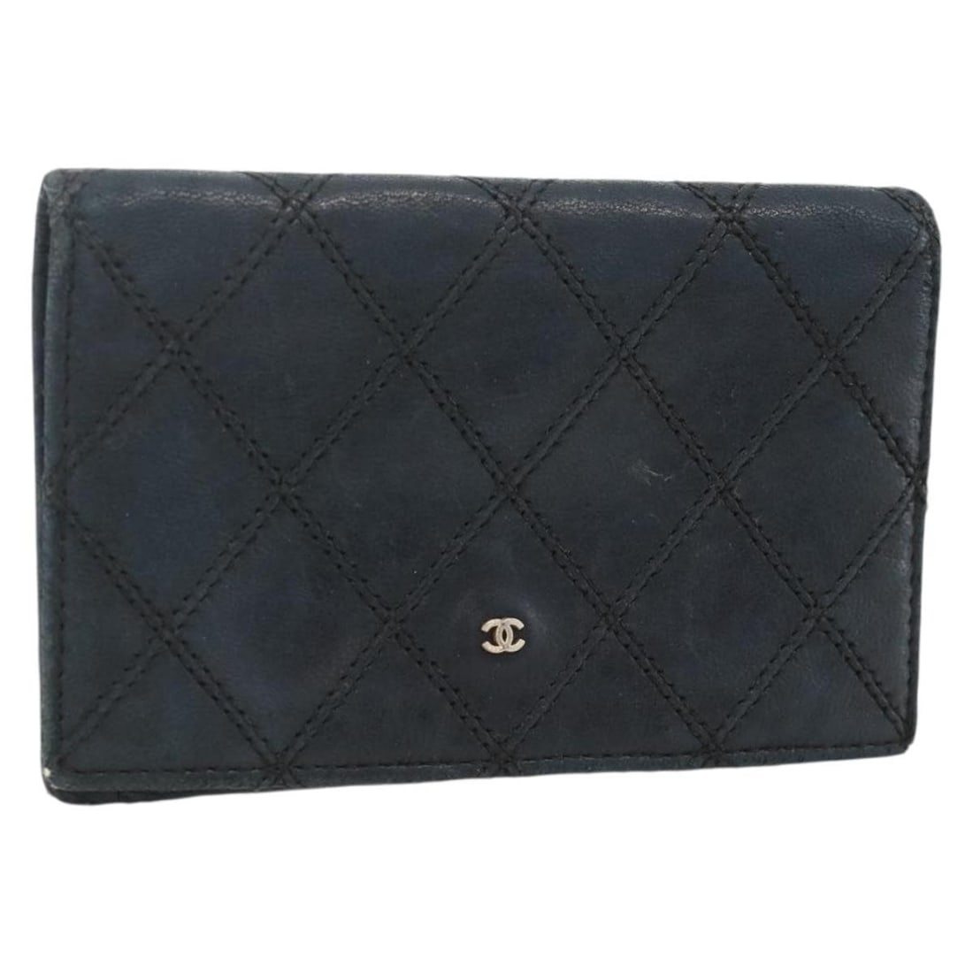 Chanel CC Black Lambskin Card Holder Wallet France: Chanel CC Black Lambskin Card Holder Wallet France Black CHANEL bicolore card case in lamb skin, made in France. The compact style measures approximately 7.5 cm W x 11.5 cm H x 1.5 cm D (about 3.0 x 4